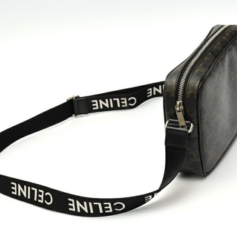 Celine Medium Bag 197202DND.38OS Triomphe Canvas Black E-158345 - Picture 2 of 8